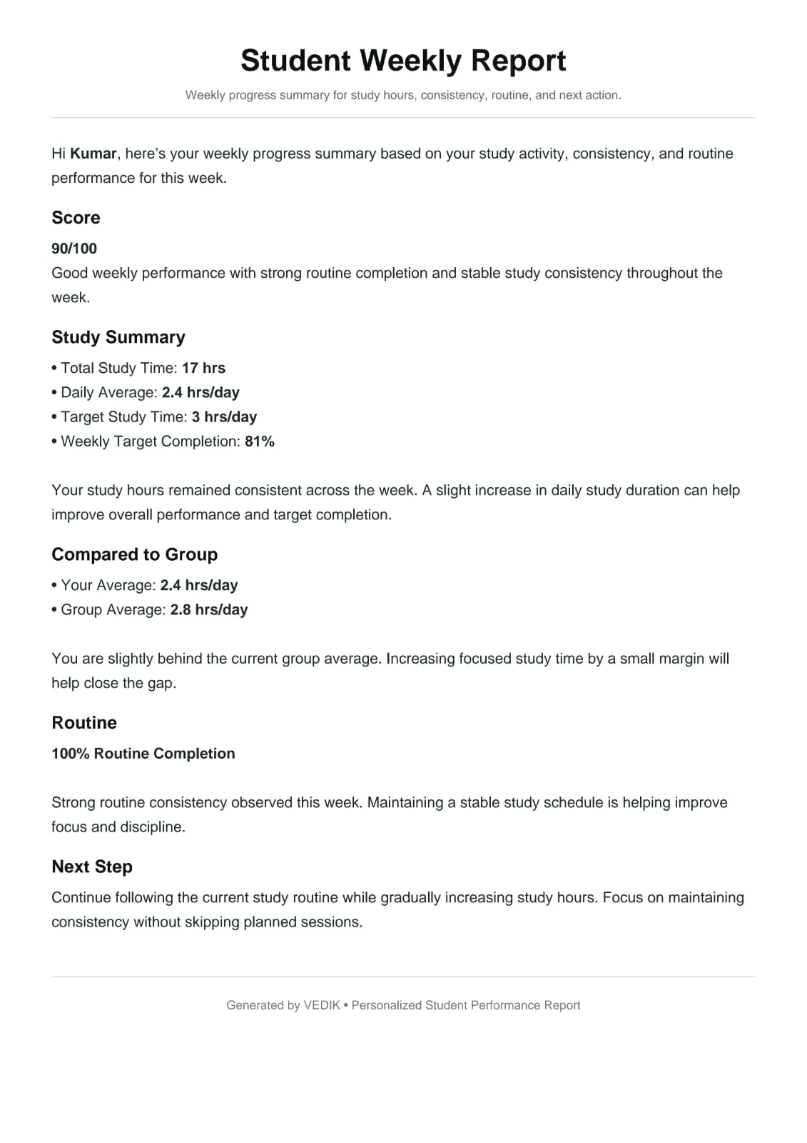 Feedback report preview
